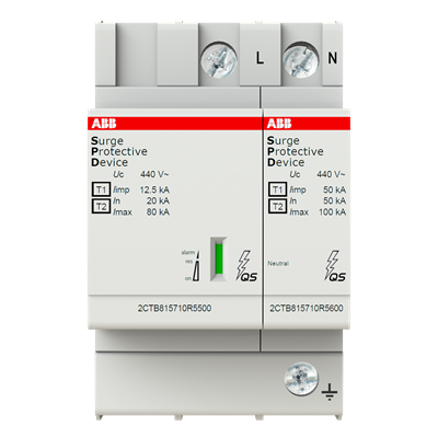 LIMITADOR DE SOBRETENSION OVR T1-T2 1N 12.5-440s P QS 1P+N 400/690V 2CTB815710R4200 - Imagen 2