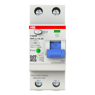 INTERRUPTOR DIFERENCIAL 2X40A 300mA F202 B-40/0,3 TIPO B 2CSF202568R3400 ABB - Imagen 3